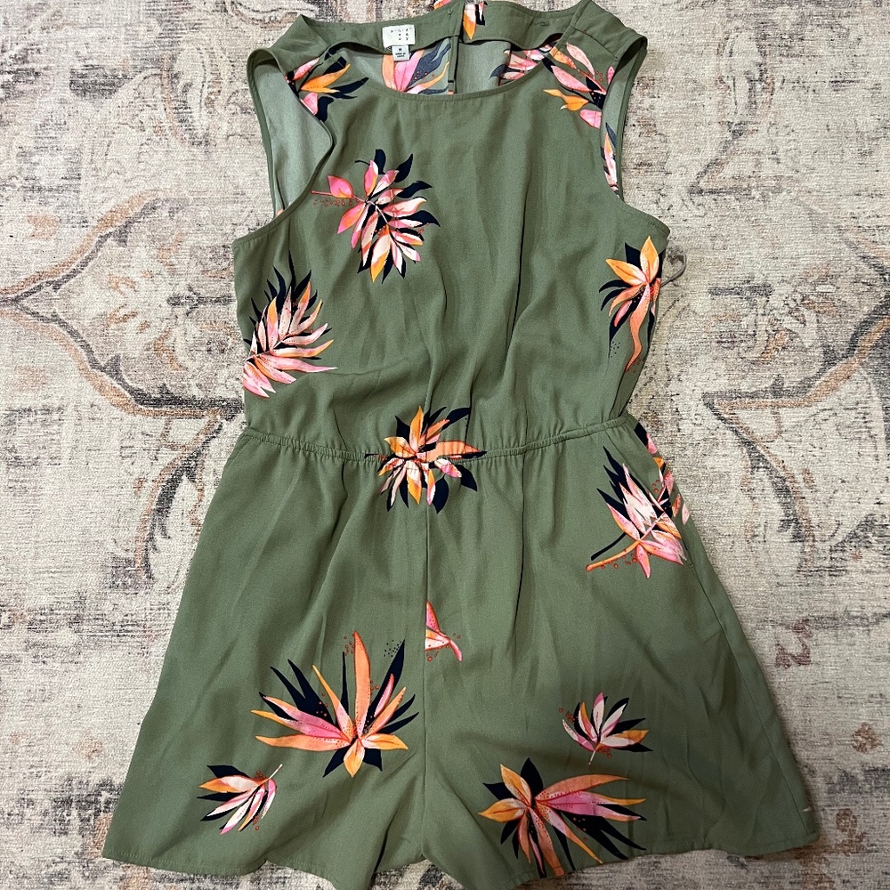 Floral Green Romper